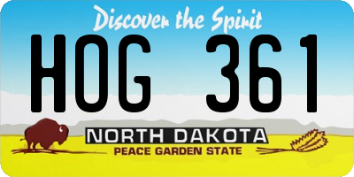 ND license plate HOG361
