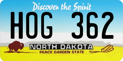 ND license plate HOG362
