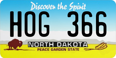 ND license plate HOG366
