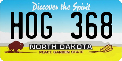 ND license plate HOG368