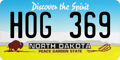 ND license plate HOG369