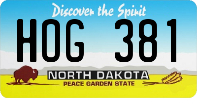 ND license plate HOG381