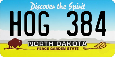 ND license plate HOG384