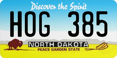 ND license plate HOG385