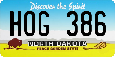 ND license plate HOG386