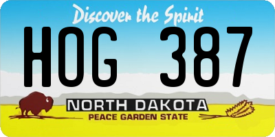 ND license plate HOG387