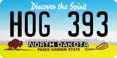 ND license plate HOG393