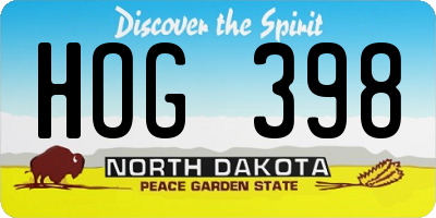 ND license plate HOG398