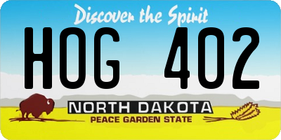 ND license plate HOG402