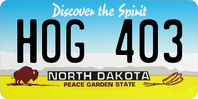 ND license plate HOG403