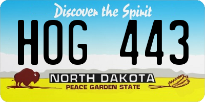 ND license plate HOG443