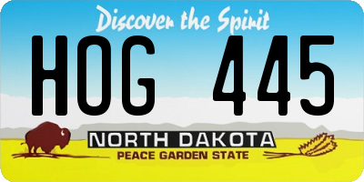 ND license plate HOG445
