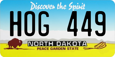 ND license plate HOG449
