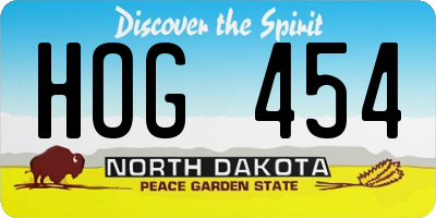 ND license plate HOG454