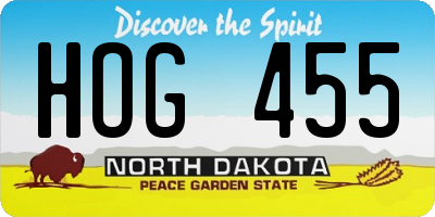 ND license plate HOG455