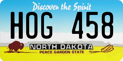 ND license plate HOG458