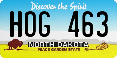 ND license plate HOG463