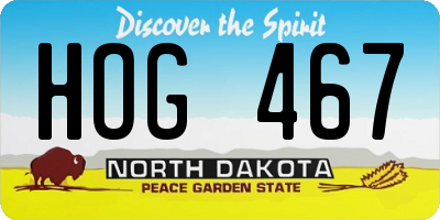 ND license plate HOG467