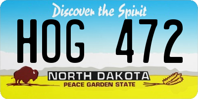 ND license plate HOG472