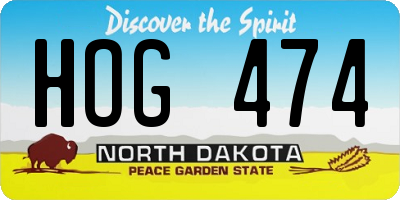 ND license plate HOG474