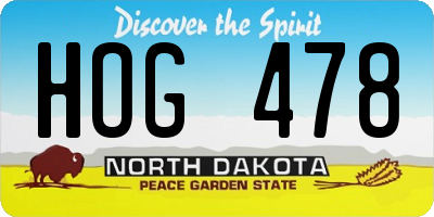 ND license plate HOG478