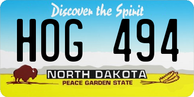 ND license plate HOG494