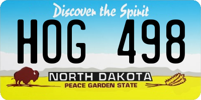 ND license plate HOG498