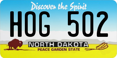ND license plate HOG502