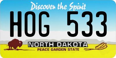 ND license plate HOG533