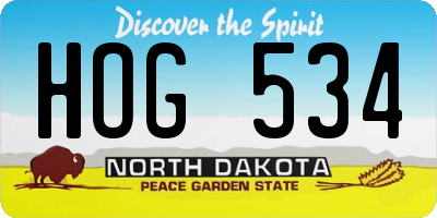 ND license plate HOG534