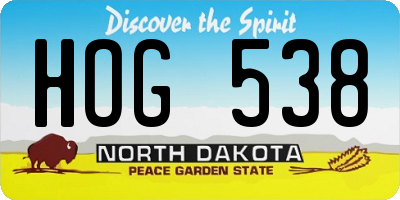 ND license plate HOG538
