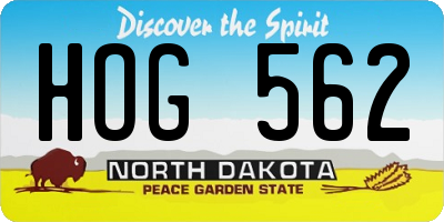 ND license plate HOG562