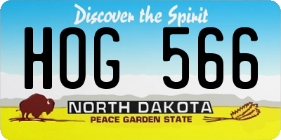 ND license plate HOG566