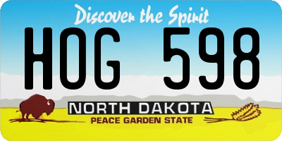 ND license plate HOG598