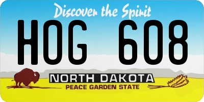 ND license plate HOG608