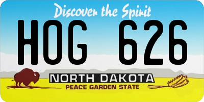 ND license plate HOG626
