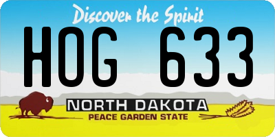 ND license plate HOG633