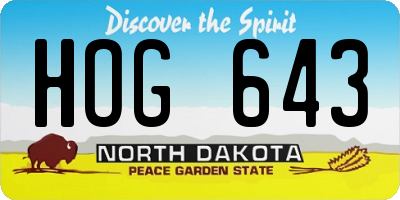 ND license plate HOG643