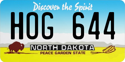 ND license plate HOG644