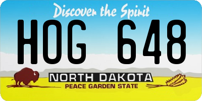 ND license plate HOG648