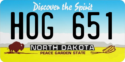 ND license plate HOG651