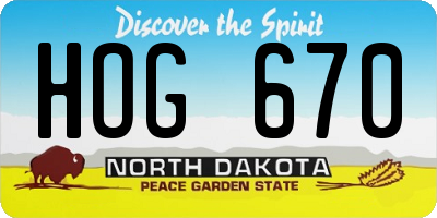 ND license plate HOG670