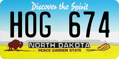 ND license plate HOG674
