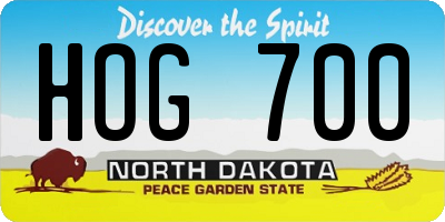ND license plate HOG700