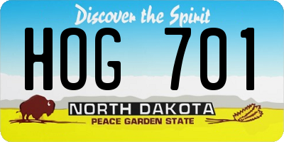 ND license plate HOG701
