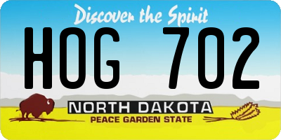 ND license plate HOG702