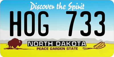 ND license plate HOG733
