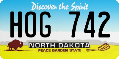 ND license plate HOG742