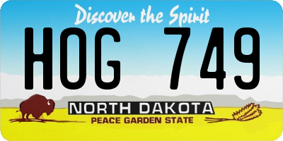 ND license plate HOG749