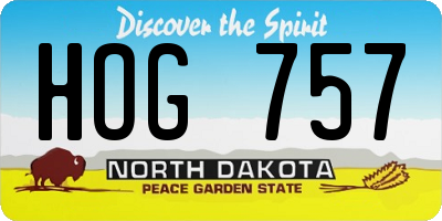 ND license plate HOG757